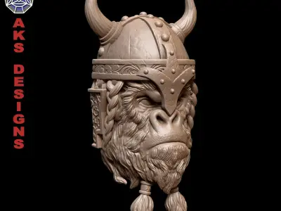 Ancient viking warrior guerilla Bas relief wall decoration 3D print model