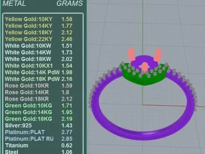 Anel Solitario Pontinha Cravejada Impressao 3D e fundicao 3D print model