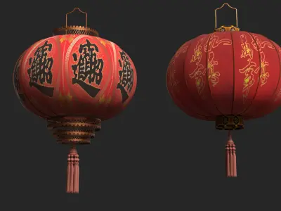 Chinese red lantern 3D  Low-poly 3D model