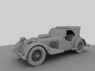 Steampunk Stylized Ultra Vintage Fantasy Car  High Poly 3D Model 3D model