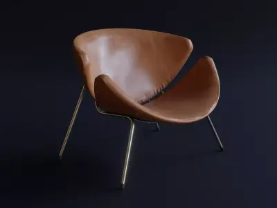Mid-Century Orange Slice Chair Low-poly 3D model