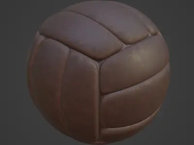 Old Leather Volleyball Ball 02 3D model