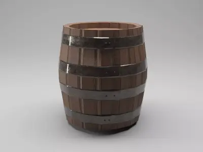 Old Barrel Low Poly PBR Free low-poly 3D model