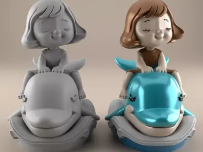 Dolphin Ride 3D Model for Kids Room Decor STL File 3D print model