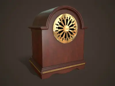 Old vintage table clock Low-poly 3D model