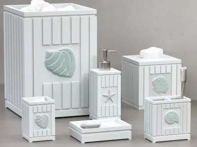 Seaside Seashell Coastal Bath Accessories 3D model