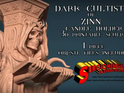 Dark Cultists of Zinn Candle Holder 3D Printable Sculpt 3D print model