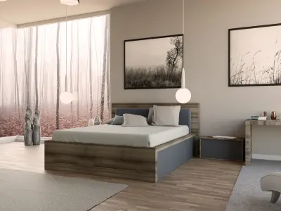 Bedroom interior design - forest view  3D model
