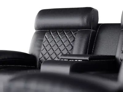 Modern Black Leather Sectional Recliner Sofa 3D Model  3D model