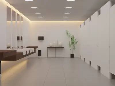 Public Restroom toilet - High Quality 3D model