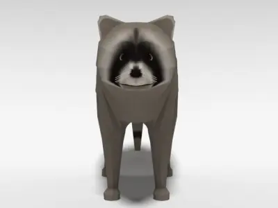 Low Poly Cartoon Raccoon  Low-poly 3D model