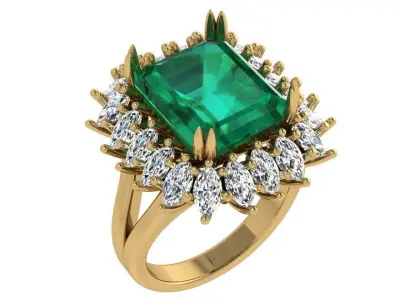 Emerald Cluster Ring 4598 3D print model