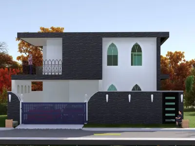 40-00 X 73-00 3D  Modern House  Plan Low-poly 3D model