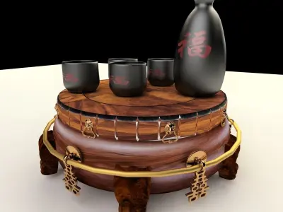 Chinese with display stand  with wine bottle  3D model