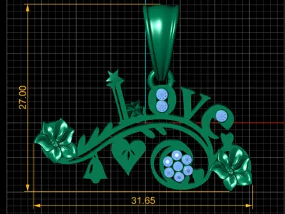  love pendant floral 3D print model