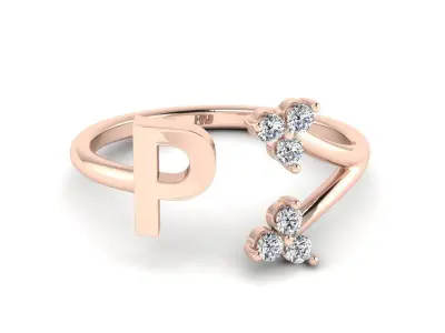 Jewelry Alphabet Ring P with Diamonds  3D print model