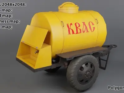 Trailer with kvass Low-poly 3D model