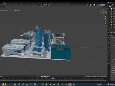 Futuristic Sci Fi City Block  Low-Poly Modular Pack Low-poly 3D model