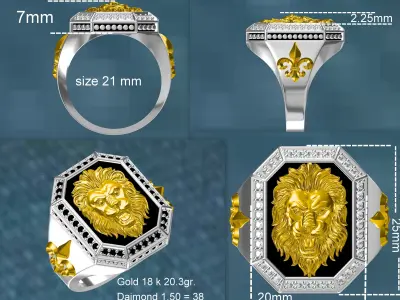 Lion Ring 3D print model