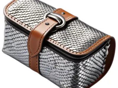 Scaled Metal Leather Pouch Case Low-poly 3D model