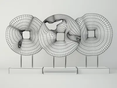 Teak Wood Table Top Decoration 3D model