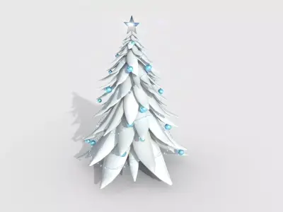 Christmas Tree 05 Snow White - Cartoon Interior Decoration Low-poly 3D model