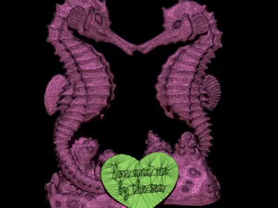 Seahorses wedding cake topper 3d print model Free 3D print model