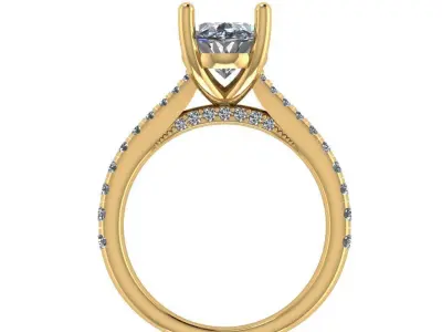 Oval solitaire diamond ring 3D print model