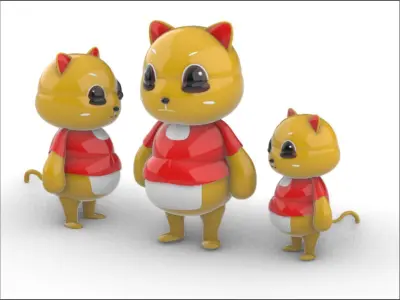 Red Catty  Cat mascot 3D model