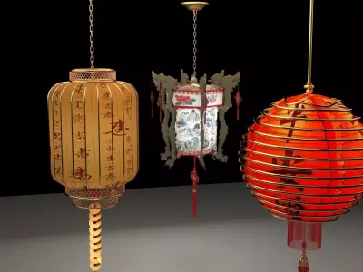 Chinese  red lantern  3D model shop