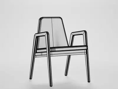 Upholstered Dining Chair Low-poly 3D model