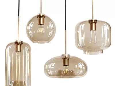 Nordic Industrial Style Glass Modern Luxury Led Pendant 3D model