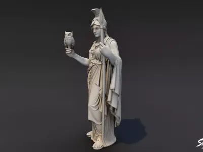 Athena High-Poly Statue Pack 3D model