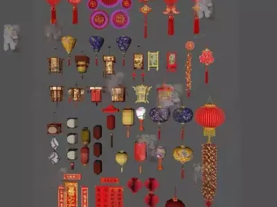 China latern decoration Low-poly 3D model