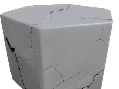 Cracked Hexagonal Stone Block Low-poly 3D model