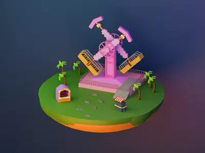 Amusement park big swing Free 3D model