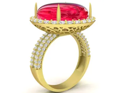 Elegant Large Round Halo Diamond Ring for Women  3512 3D print model