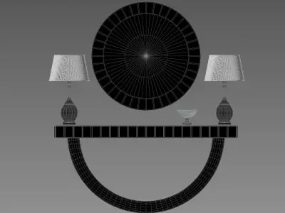 Quartz Black Mirrored Console Table 3D model