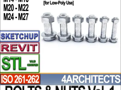 Bolts Nuts Vol 1 ISO 261 262 STL Printable Vol 1 ISO 261 262 3D print model
