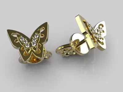 Earrings Butterfly 3D print model 3D model