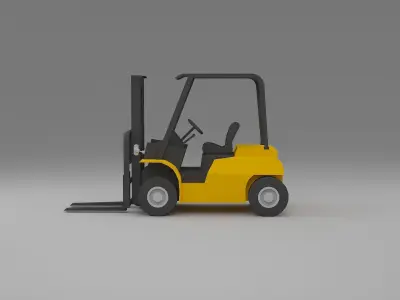 forklift low poly truck Low-poly 3D model