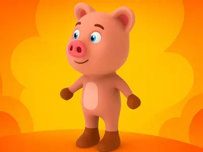 Character011 Animated Pig 3D Low-poly 3D model