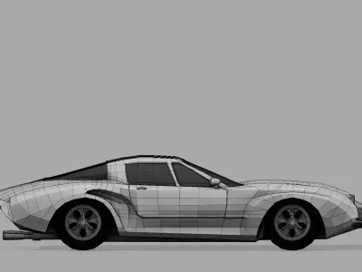 Vintage Race Car LowPoly Low-poly 3D model