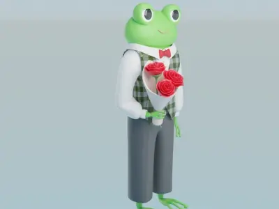 Gentleman frog 3D model