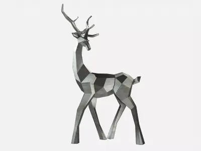 Reindeer 3D print model geometric deer sculpture 3D print model