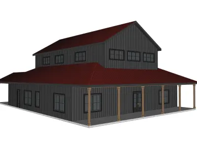 Barndominium House 065 -Archimple LLC Low-poly 3D model