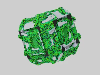 Sci-Fi box green ice Low-poly 3D model Low-poly 3D model
