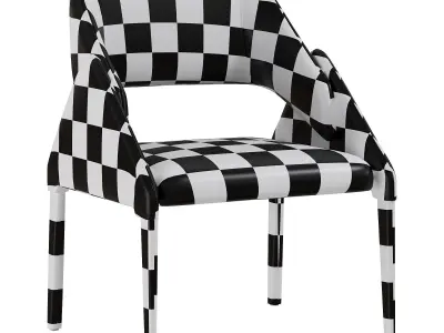  Modern White Faux Leather Dining Chair 3D model