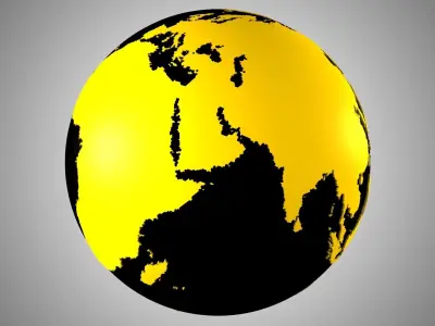 Solid Color Black Yellow Globe 3D model