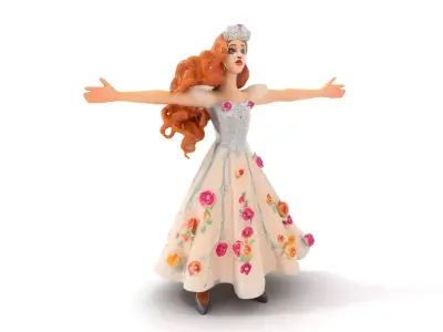 Princess Doll in Floral Dress Model Pack Low-poly 3D model